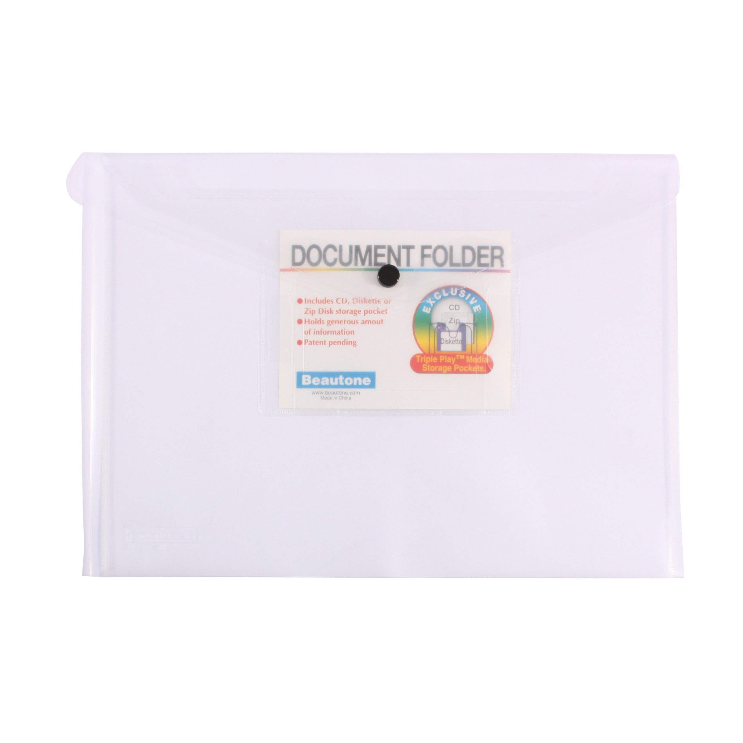 Bantex Deluxe Document Folder PP A4 Button Closure with Media Pocket